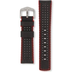 Hirsch Robby Replacement Watch Strap Black And Red Genuine High-Tech Leather 22mm With Free Connecting Pins -Lux Jewellery Shop 0912094050 4 22 1 74183.1442233501