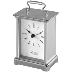 Woodford Silver-Tone Roman Dial OBIS Quartz Carriage Clock 1445