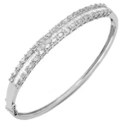 18ct White Gold 2.25ct Diamond Hinged Bangle P70218004