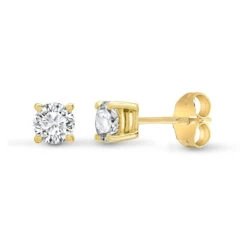 18ct Yellow Gold 35pts Claw Set Diamond Stud Earrings P702E18-001-035