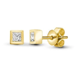18ct Yellow Gold 10pts Diamond Square Stud Earrings P702E18-121-010