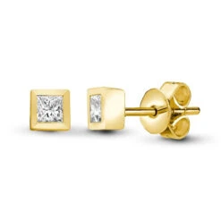 18ct Yellow Gold 20pts Diamond Square Stud Earrings P702E18-121-020