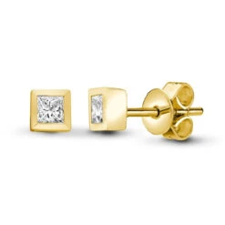 18ct Yellow Gold 40pts Diamond Square Stud Earrings P702E18-121-040