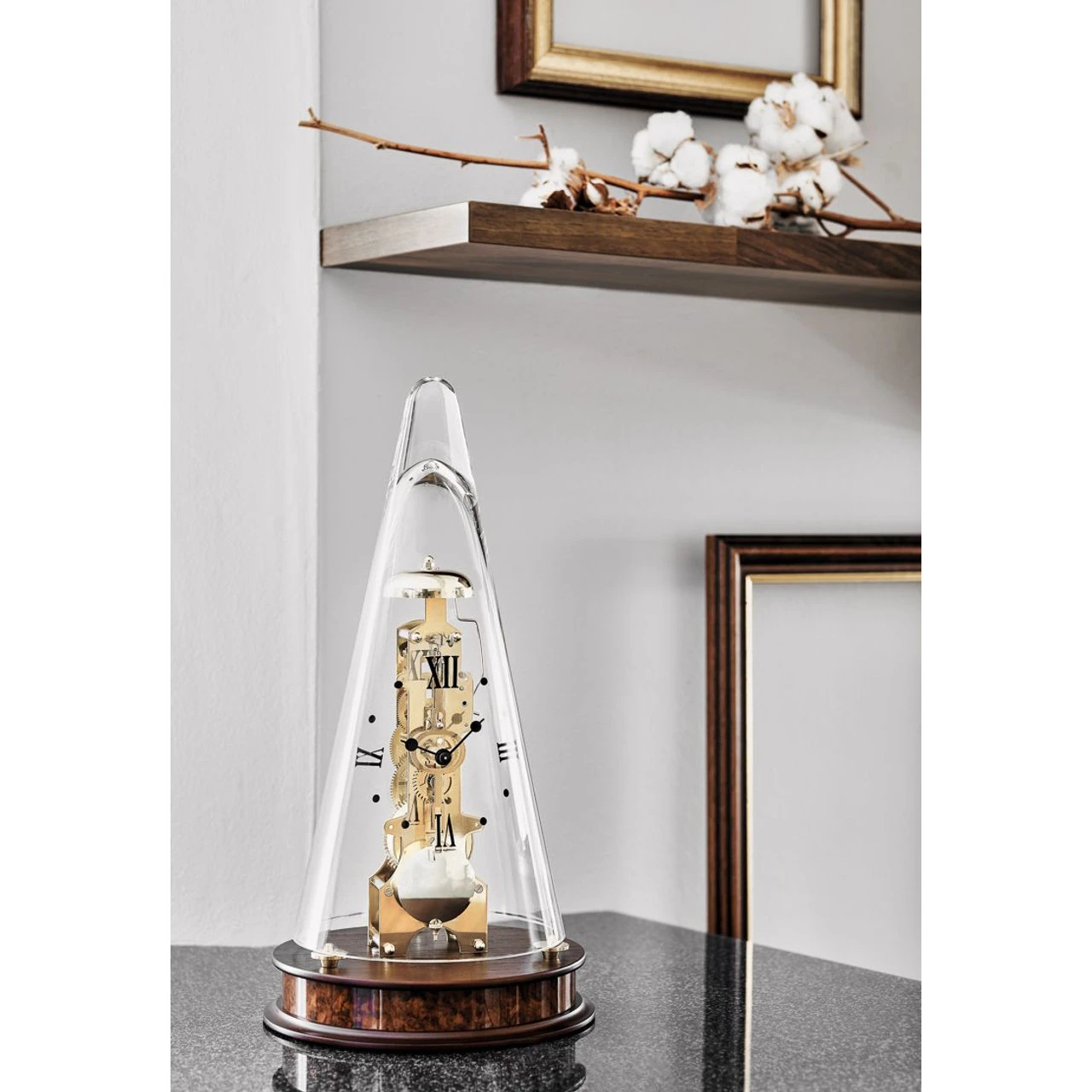 Hermle 14-Day Strike Skeleton Movement Walnut Finish Table Clock 22716-030791 1 Hermle 14-Day Strike Skeleton Movement Walnut Finish Table Clock 22716-030791