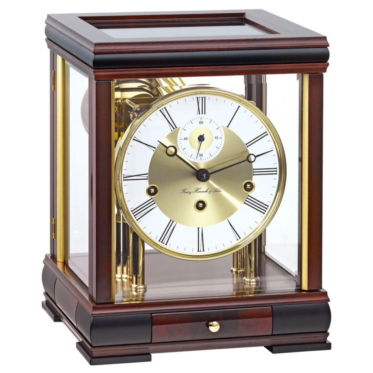 Hermle Westminster Walnut Finish Cube Table Clock 22998-030352 1 Hermle Westminster Walnut Finish Cube Table Clock 22998-030352