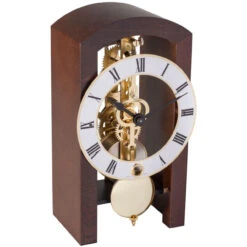 Hermle 14-Day Skeleton Movement Walnut Finish Mantel Clock 23015-030721
