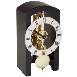 Hermle 14-Day Skeleton Movement Black Mantel Clock 23015-740721