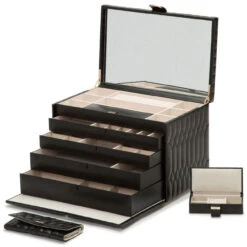 Wolf Caroline Extra Large Black Jewellery Case 329571