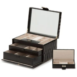 Wolf Caroline Medium Black Jewellery Case 329771