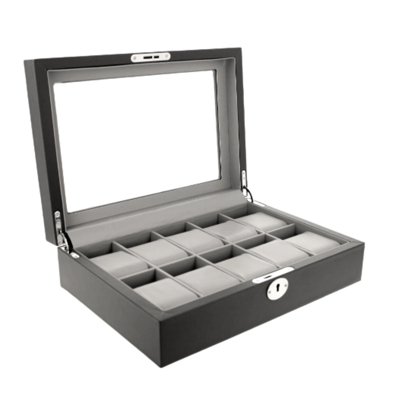 Orbit Black And Grey Leather Personalised Luxury Watch Box OW204 1 Orbit Black And Grey Leather Personalised Luxury Watch Box OW204