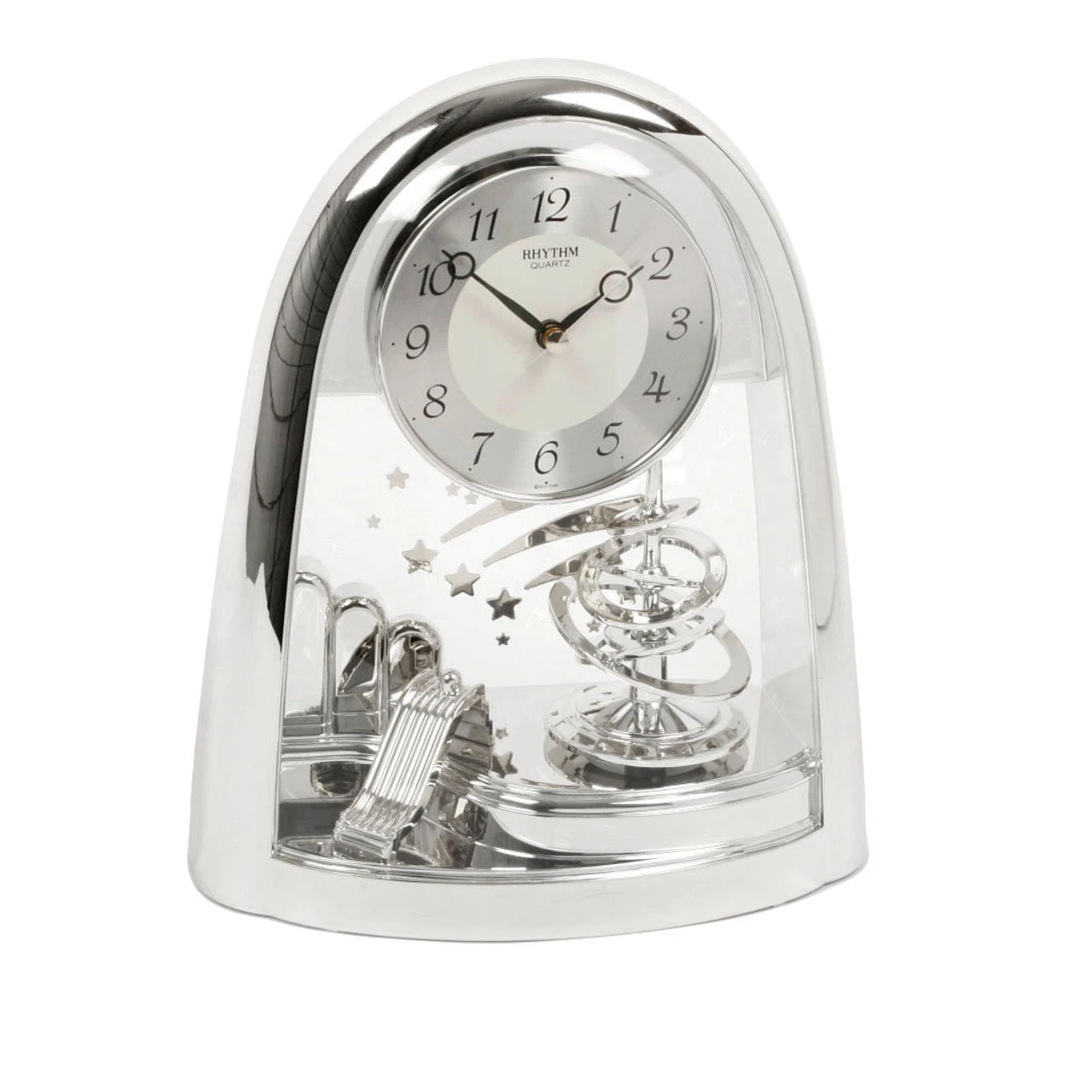 Rhythm Mantel Clock Arched Pendulum Silver 4SG607WS19 1 Rhythm Mantel Clock Arched Pendulum Silver 4SG607WS19