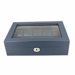 Orbit Navy Blue Leather Personalised Luxury Watch Box For 10 Watches OW202 -Lux Jewellery Shop 4 47992.1638380819