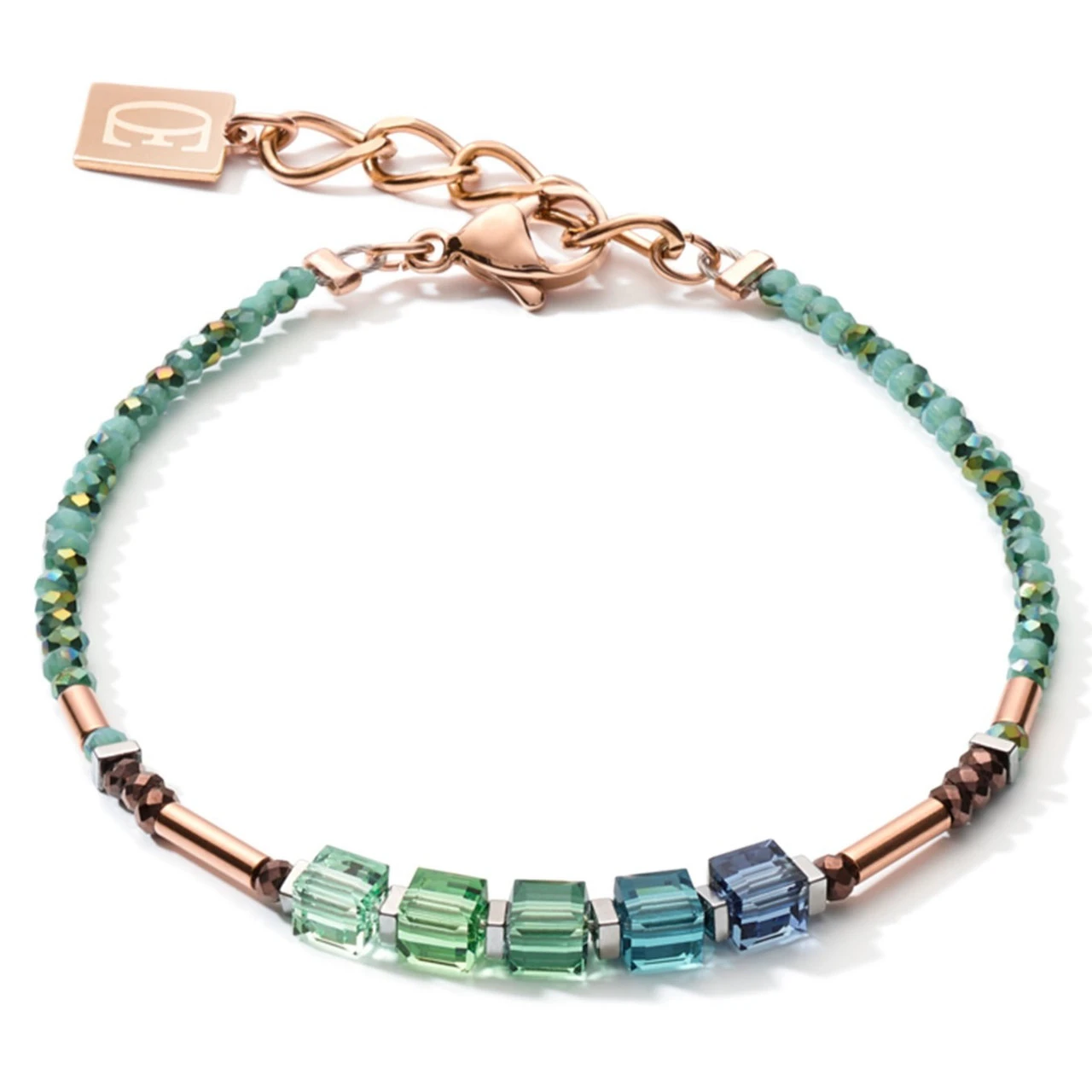 Coeur De Lion Blue Green Rose Gold Bracelet 5027/30-0537 1 Coeur De Lion Blue Green Rose Gold Bracelet 5027/30-0537