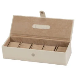 Mele And Co Alex 5 Piece Watch Box Bonded Leather In Ivory 5227A