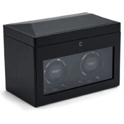 Wolf British Racing Double Watch Winder With Storage In Black 792202 -Lux Jewellery Shop 792202 3 1 15767.1675321966