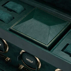 WOLF British Racing Green Triple Watch Winder With Storage 792341 -Lux Jewellery Shop 792341 6 89258.1624132510