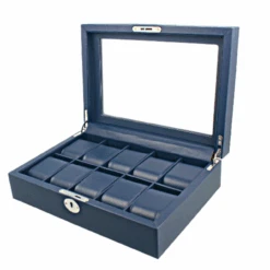 Orbit Navy Blue Leather Personalised Luxury Watch Box For 10 Watches OW202 -Lux Jewellery Shop 7 05514.1638380426