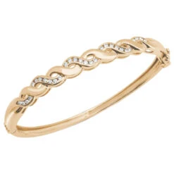 9ct Yellow Gold 50pt Channel Set Diamond Bangle P7029008