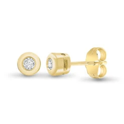 9ct Yellow Gold 30pts Rub Over Stud Earrings P702E9-001-030