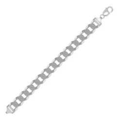 925 Silver Diamond Cut Flat Curb 13.7mm Gauge Bracelet P702006L-8.5