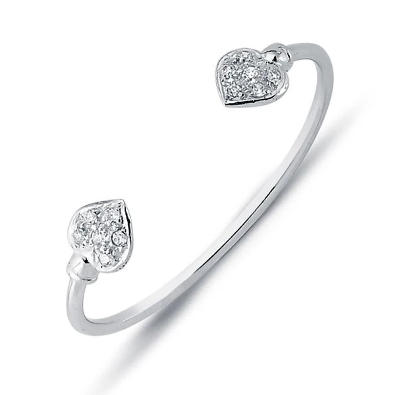 925 Sterling Silver Cubic Zirconia Set Heart Torque Baby Children Bangle P702026 1 925 Sterling Silver Cubic Zirconia Set Heart Torque Baby Children Bangle P702026