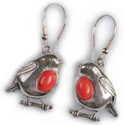 Henryka Rockin Robin Silver And Coral Hook Earrings EH546/COR-COS