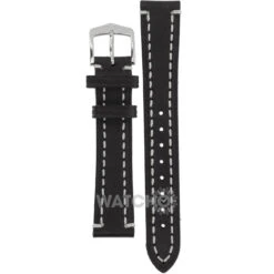 Hirsch Liberty Replacement Watch Strap Black Genuine Textured Leather 18mm With Free Connecting Pins