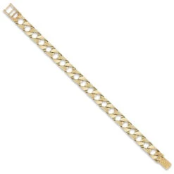 9ct Gold Polished And Lizard Cast Curb 8.5inch Bracelet P702216-8.5