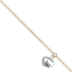 9ct Yellow Gold Chain With White Faceted Hollow Heart Bracelet P702310