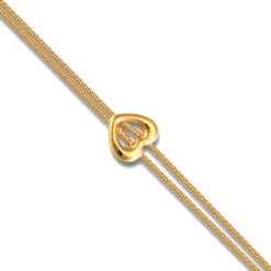 9ct Yellow Gold Popcorn With Solid Centre Heart Double Bracelet P702322