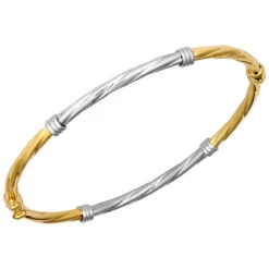 9ct White And Yellow Gold Twist Bangle P702347