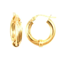 9ct Yellow Gold Half Twisted 16mm Creole Hoops P702-078