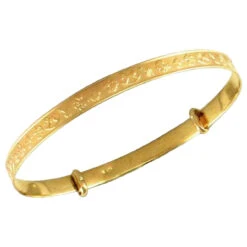 9ct Yellow Gold Solid Hand Finished Diamond Cut 3mm Children Baby Expanding Bangle P702008