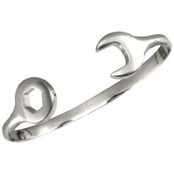 9ct White Gold Polished Children Baby Spanner Bangle P702074