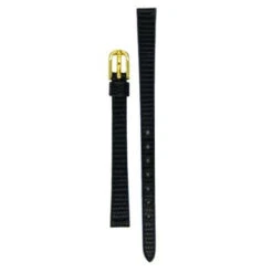 Hirsch Lizard Replacement Watch Strap Black Lizard Embossed Leather 8mm With Free Connecting Pins