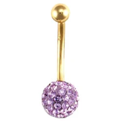9ct Yellow Gold Lilac Crystal Belly Bar P702114