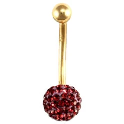 9ct Yellow Gold Amethyst Purple Crystal Belly Bar P702117