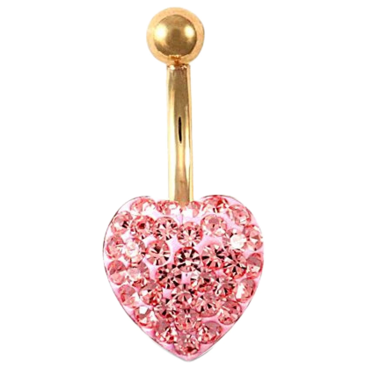 9ct Yellow Gold Pink Crystal Heart Belly Bar P702118 1 9ct Yellow Gold Pink Crystal Heart Belly Bar P702118