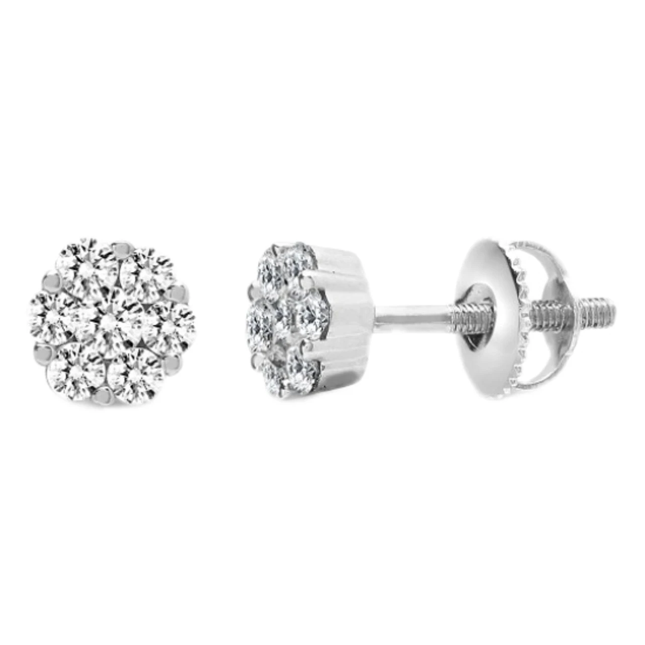 18ct White Gold 0.35ct Diamond 7 Stone Cluster Earrings P702E18-417-035 1 18ct White Gold 0.35ct Diamond 7 Stone Cluster Earrings P702E18-417-035