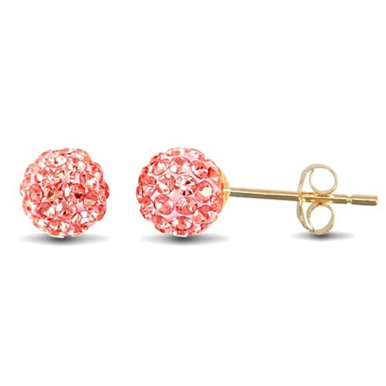 9ct Yellow Gold Pink Tinted Sparkling Crystal Set 6mm Ball Stud Earrings P702E9-216 1 9ct Yellow Gold Pink Tinted Sparkling Crystal Set 6mm Ball Stud Earrings P702E9-216