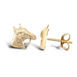 9ct Yellow Gold Horse Head Stud Earrings P702E9-254