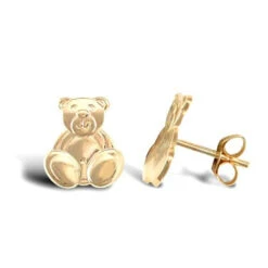 9ct Yellow Gold Teddy Bear Stud Earrings P702E9-256