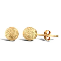 9ct Yellow Gold Frosted 5mm Ball Stud Earrings P702E9-311