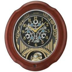 Seiko Melodies In Motion Mahogany Brown Musical Wall Clock QXM392B
