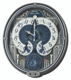 Seiko Melodies In Motion Metallic Dark Grey Musical Wall Clock QXM393N -Lux Jewellery Shop QXM393N C 20609.1659971812 1