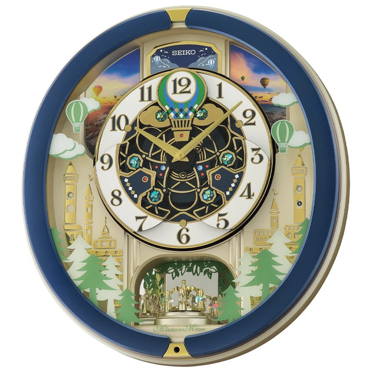 Seiko Melodies In Motion Blue Case Wall Clock QXM398L 2 Seiko Melodies In Motion Blue Case Wall Clock QXM398L - Image 2