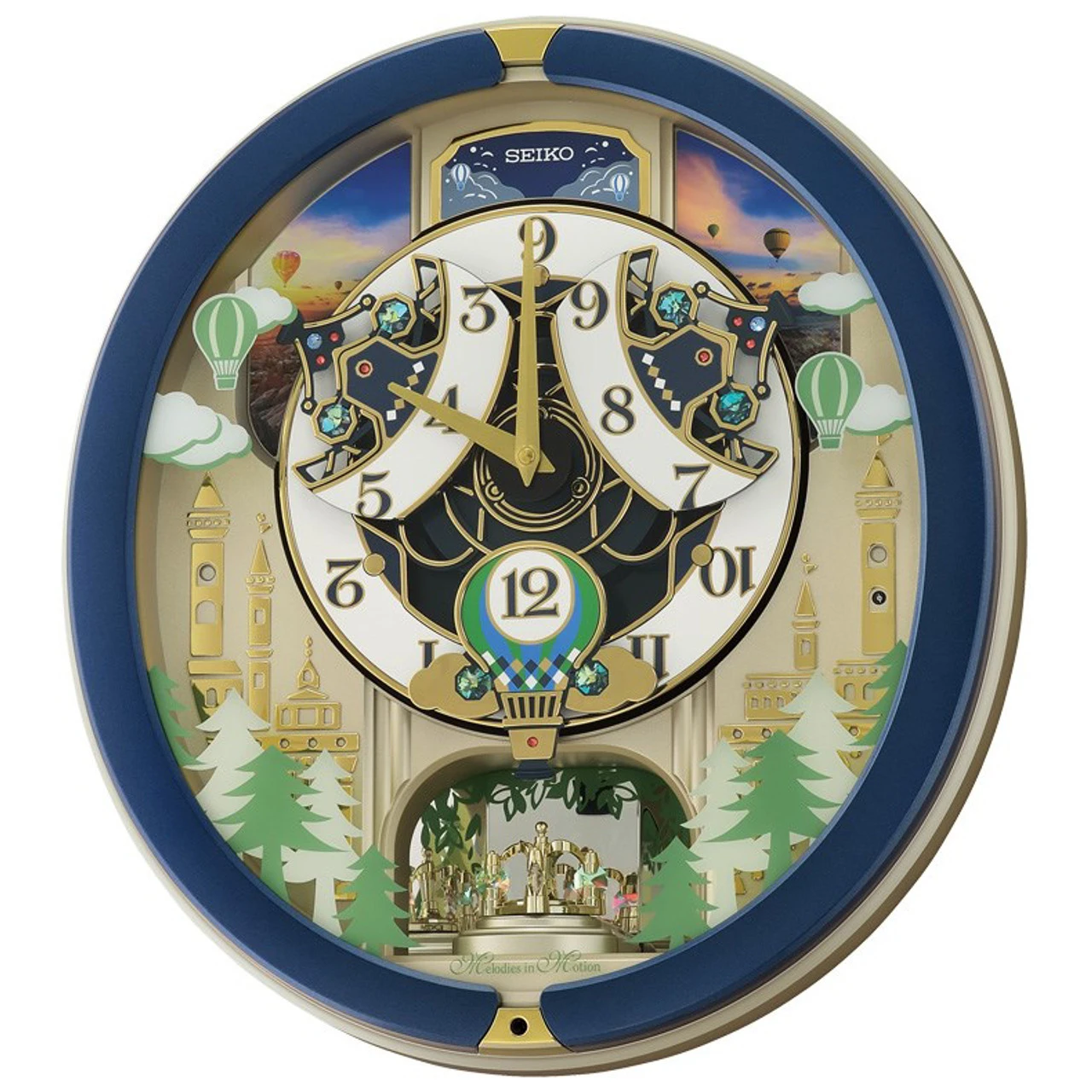 Seiko Melodies In Motion Blue Case Wall Clock QXM398L 3 Seiko Melodies In Motion Blue Case Wall Clock QXM398L - Image 3