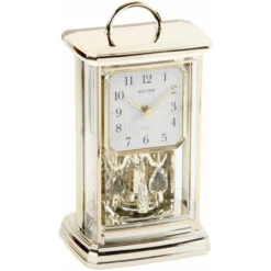 Rhythm Contemporary Anniversary Mantel Carriage Clock Gilt Pendulum 4SG771WR18