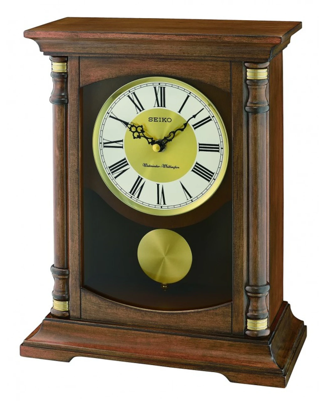 Seiko Westminster And Whittington Chimes Pendulum Mantel Clock QXQ034B 1 Seiko Westminster And Whittington Chimes Pendulum Mantel Clock QXQ034B