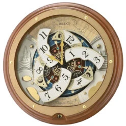 Seiko Melodies In Motion Brown Wooden Case Musical Wall Clock QXM381B -Lux Jewellery Shop qxm381b 2 62636.1572068396